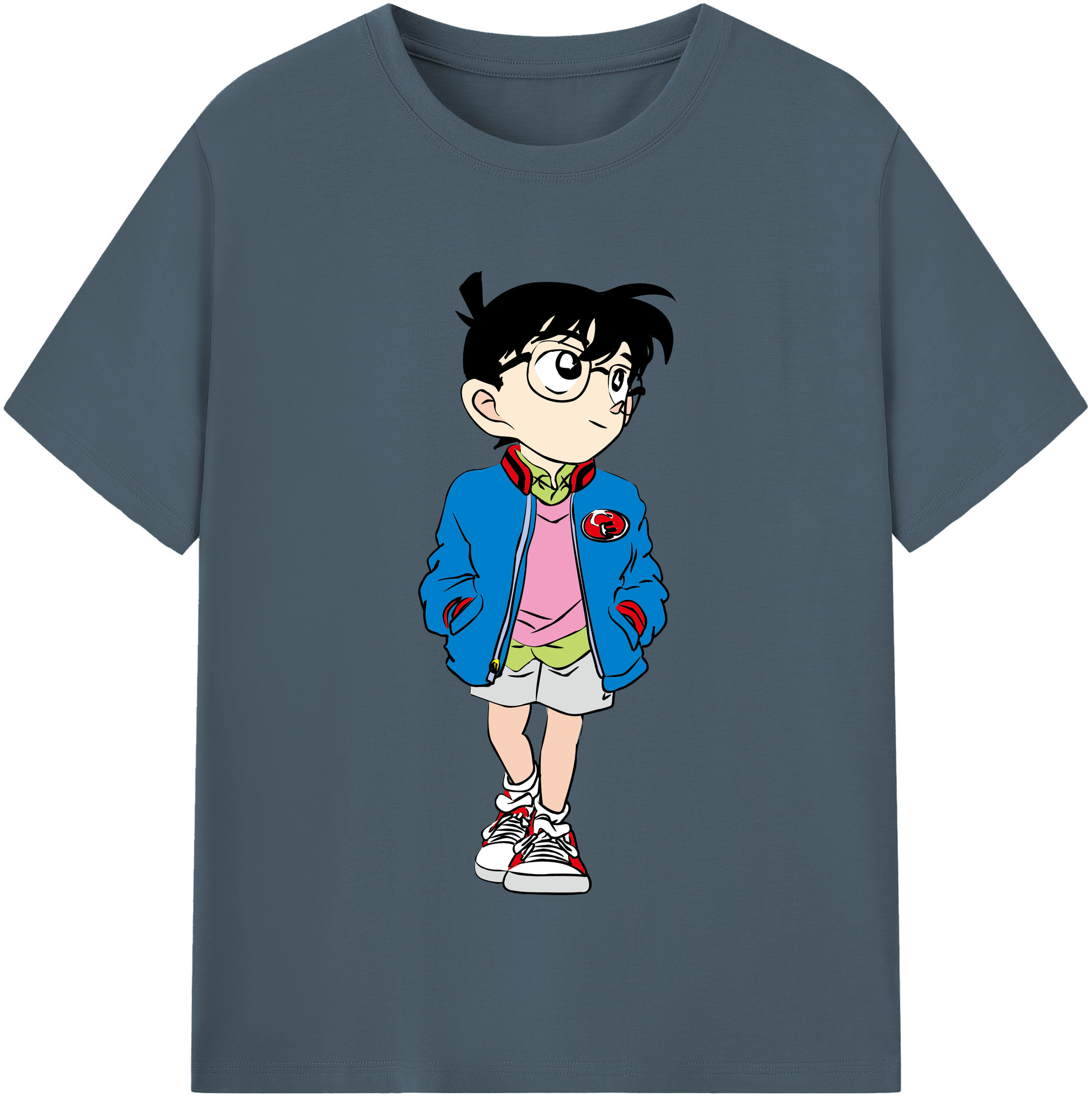 （画像用） 名探偵コナン 江戸川 コナン Detective Conan Conan Edogawa 綿100％半袖Tシャツ（フロントプリント）